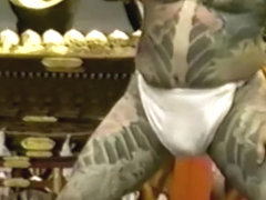 Tattooed Fundoshi Men in Sanja Matsuri