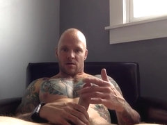 tatted up straight muscle stud pumps a big nut