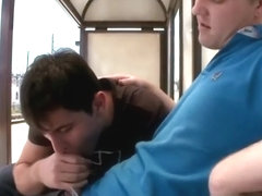 Homosexual busstop blowjob