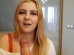 Cute Blonde Gives a Handjob