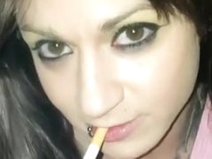 Smoking Muscle Blowjob! Dangling, sucking, drag with cock and Cig in Mouth.