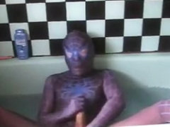 [REPOST] Sexual Wetlook Washroom 10: Darksome & Blue Spidey Zentai