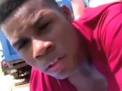 Black gangster rubbing white cock