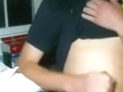 An 18 year old eagle masturbates behind his desk