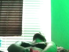 Masculine cross dresser has fun with toys!