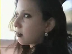 Goth Violet gets banged in backseat