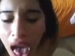 Unshaved latin chick pussy ripped by large ding-dong