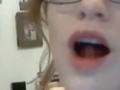She gets fucked hard then takes cum to face 'n glasses