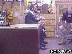 Angry old man fucked a dude in the shop and enjoy anal gay sex