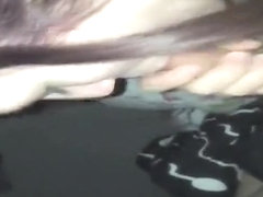 Brunette babe sucking dick on camera