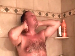 Daddy takes a shower