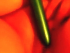 sub using vibe till she cums loud as ppl watch