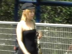 Public sharking video of extremely sexy slender Asian hottie