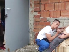 Car mechanic twinks have bareback anal sex with hung boss