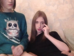 Two Shemale pleasure and cum together