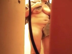 Chubby nude girl peeped in shower