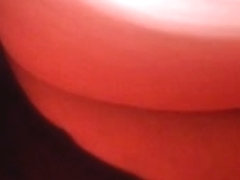 close upskirt of woman in red dress