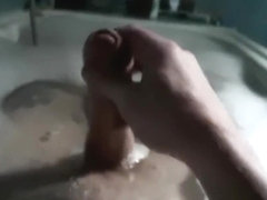 Uncut 29 years old jerking off in bathroom