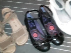 Cum on worn flats and sandals