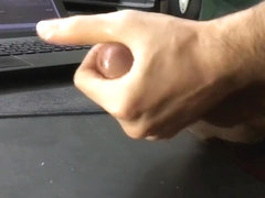 Large cumshot , jerking off and watching porn