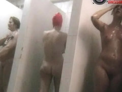 Several hot MILFs showing their goods on a spy shower cam
