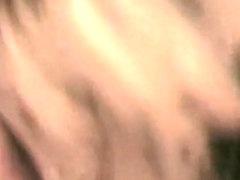 Blonde girl comes home from work and relaxes with a blowjob