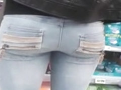 Tight ass candid in jeans , round sexy ass