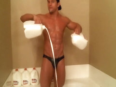 muscle hunk baths in... milk