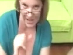 Busty sluty mature rubs her young studs cock roughly