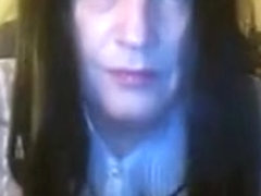 Slutty crosdresser plays in front of the webcam