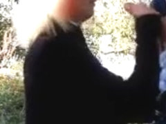 Slutty blonde sucks her boyfriends hard dick.