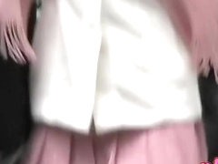 Skirt sharking video with a cute girl on a street in Japan