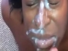 White cum on ebony face