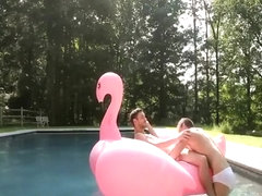 Two hot guys in a pool fuck