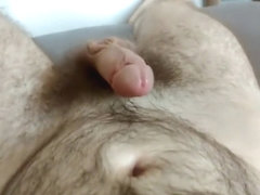 Horny and young hairy guy leaks precum as he moans and talks