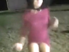 Tika dances out her clit at night beach