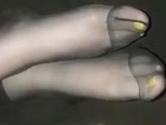 Girlfriend nylon cum with yellow nails