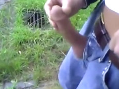 Big cock masturbation in public