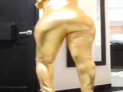 Milf Big ass gold bodysuit