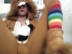 Masturbating in my lion onesie pajamas