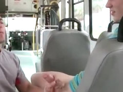 White college guy sucking cock on the bus for cash