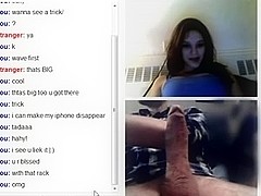 Sex appealing Omegle girls shows boobs