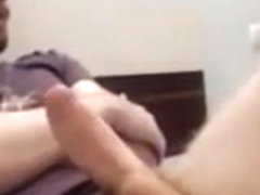 beautiful hairy guy playing his monster cock