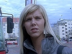 czech streets - ilona takes cash for public sex