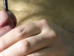 Urethral sounding with silicone sound and cum