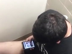 Fat boy caught jerking in bathroom to porn part 2