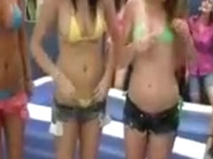 Pretty American babes wrestled into a pool filled with jello