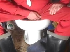 nlboots - red union suit boots toilet