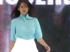 Boobs bouncing on catwalk model