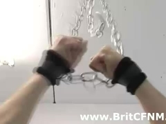 Femdom British ladies inspect CFNM guy in chains